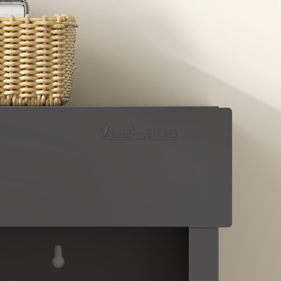 VEEHAUS Schuhschrank Metall Wandmontage, 1 Klappe, Grosse Grössen 35-47 | Nur 25 cm tief, Stapelbar