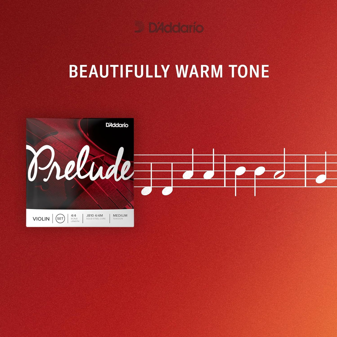 D'Addario Prelude Geigensaiten - Saiten für Violine - J910-MM Violine Saiten mit Schlinge; Medium Sc