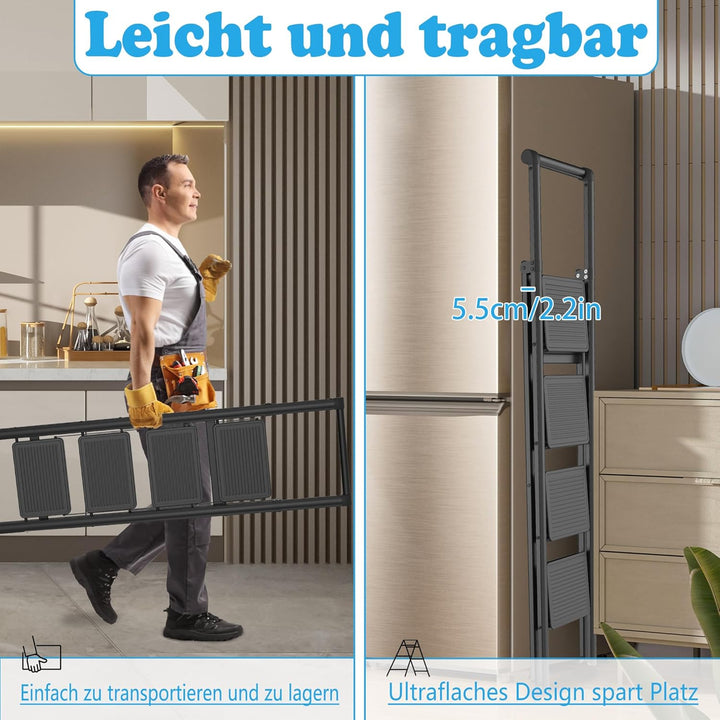 YRHome 2 Stufen Klappbar Trittleiter Leiter Tritthocker Klapptrittleiter mit breitem rutschfeste Ped