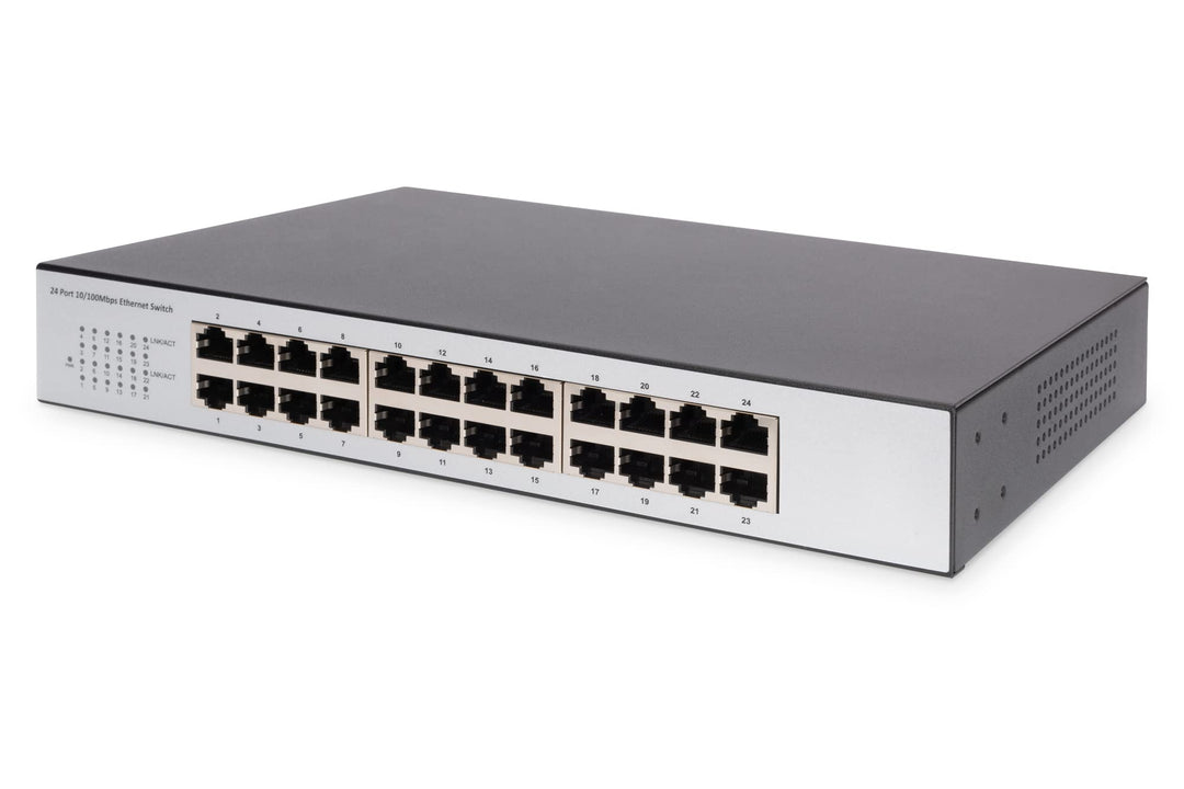 DIGITUS Netzwerk-Switch 24-Port - Fast Ethernet RJ45 Buchsen - opt. 19-Zoll Rack-Montage - 100 MBit/