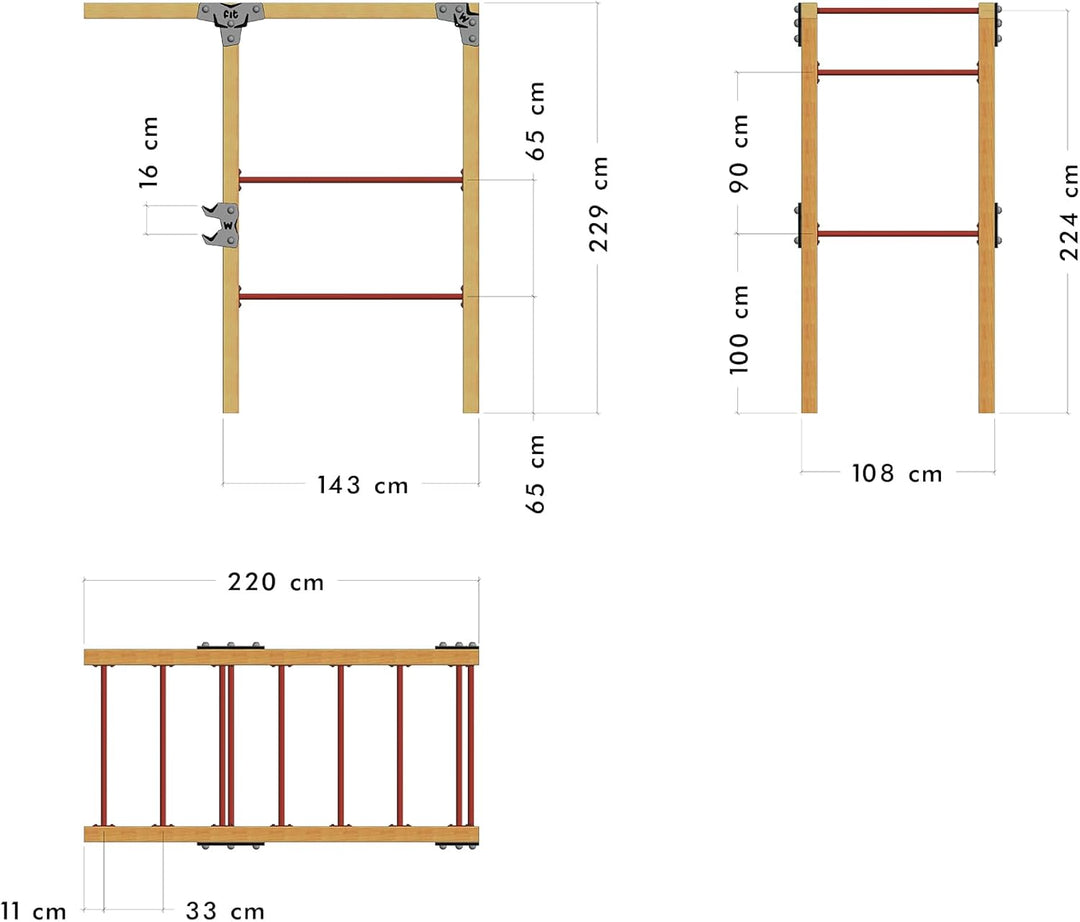 Wickey Fitnessgerät - Fit Base 425 - Outdoor Fitnessstudio, Gym für Zuhause, Klettern und Sport für