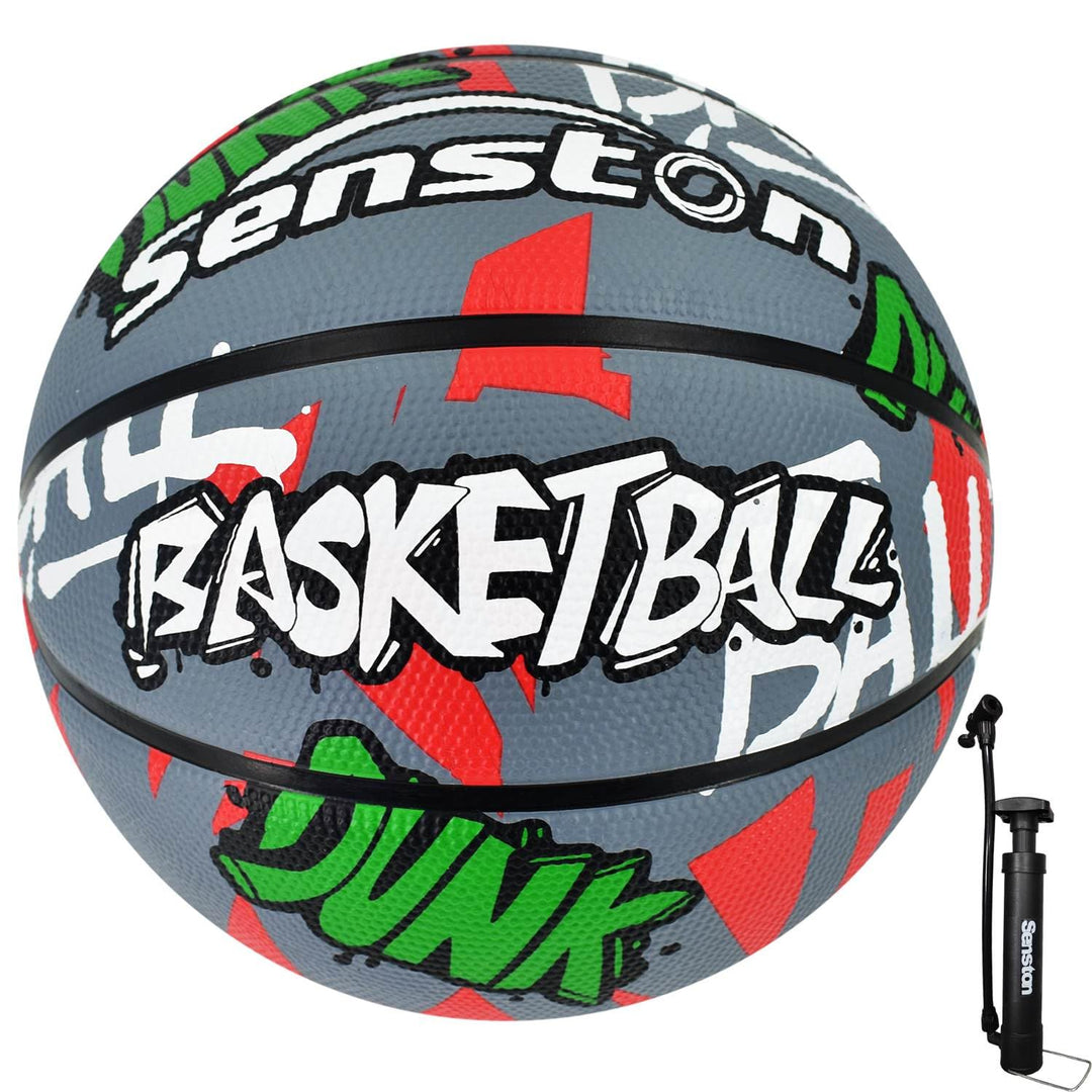 Senston Basketball Grösse 7, Baskettball mit Pumpe, Outdoor Basketbälle, Anti-Rutsch und Hervorragen