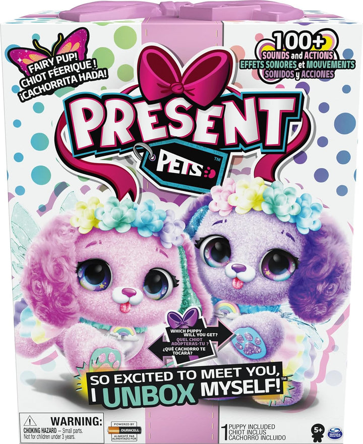 Spinmaster 6061372 GFT PresentPets RainbowFairy BP GML Present Pets Interaktives Plüsch-Spielzeug mi