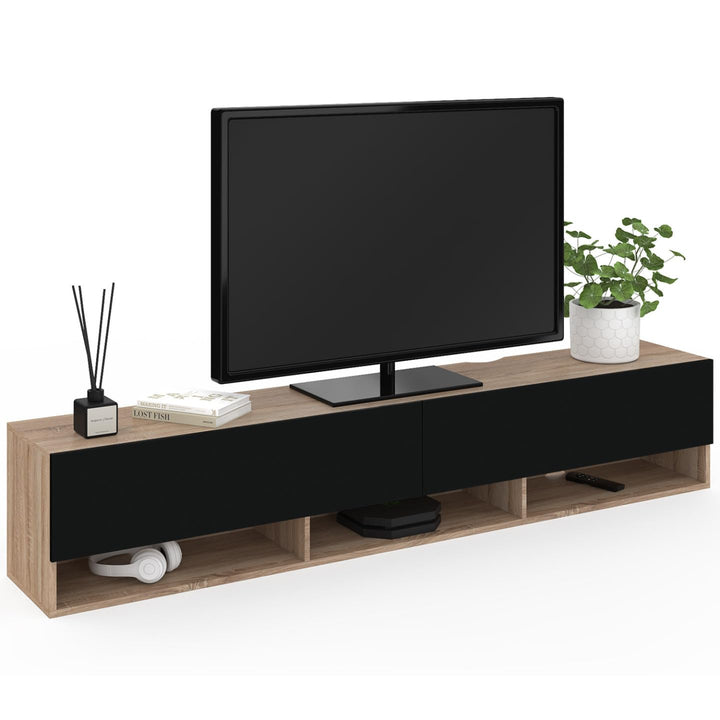 IDMarket - TV-Schrank Elio, 180 cm, 2 Türen, mit Ablage aus Holz und schwarz