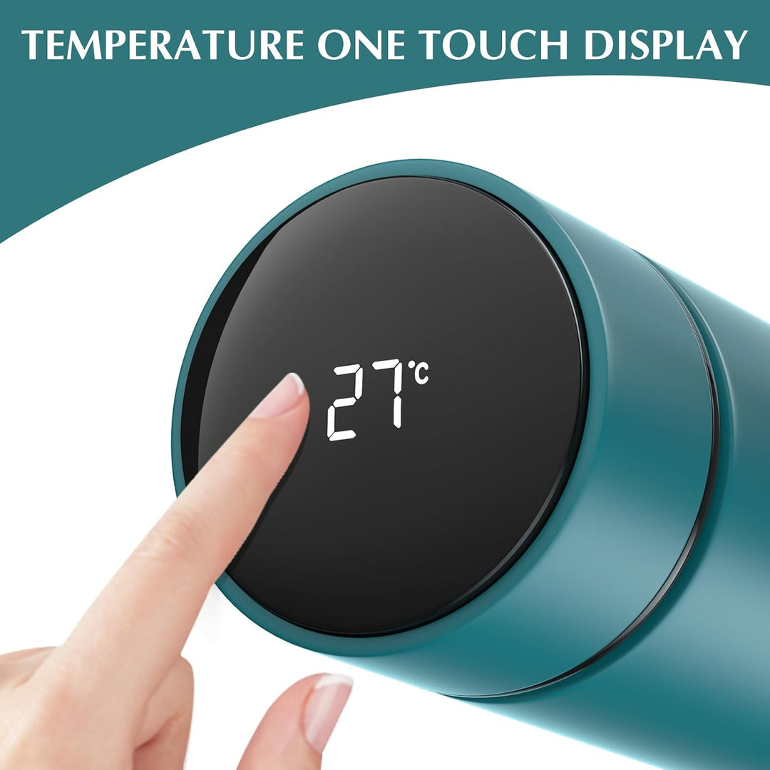 Homealexa 500ml Thermosflasche, Vakuum Isolierbecher Trinkflasche aus 304 Edelstahl, LED-Touchscreen