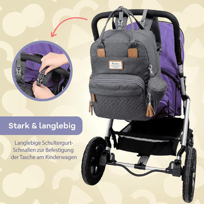 RUVALINO Baby Wickelrucksack Wickeltasche Rucksack mit tragbarer Wickelauflage, Schnullerhalter und