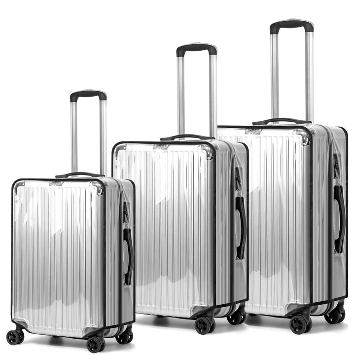 KEAGAN 3 Stück Kofferhülle Kofferschutzhülle Transparente PVC Koffer Schutzhülle Wasserdicht Staubdi