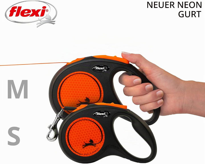 flexi New NEON neon-orange Gurt 5 m schwarz/neonorange 1 Stück (1er Pack), schwarz/neonorange 1 Stüc