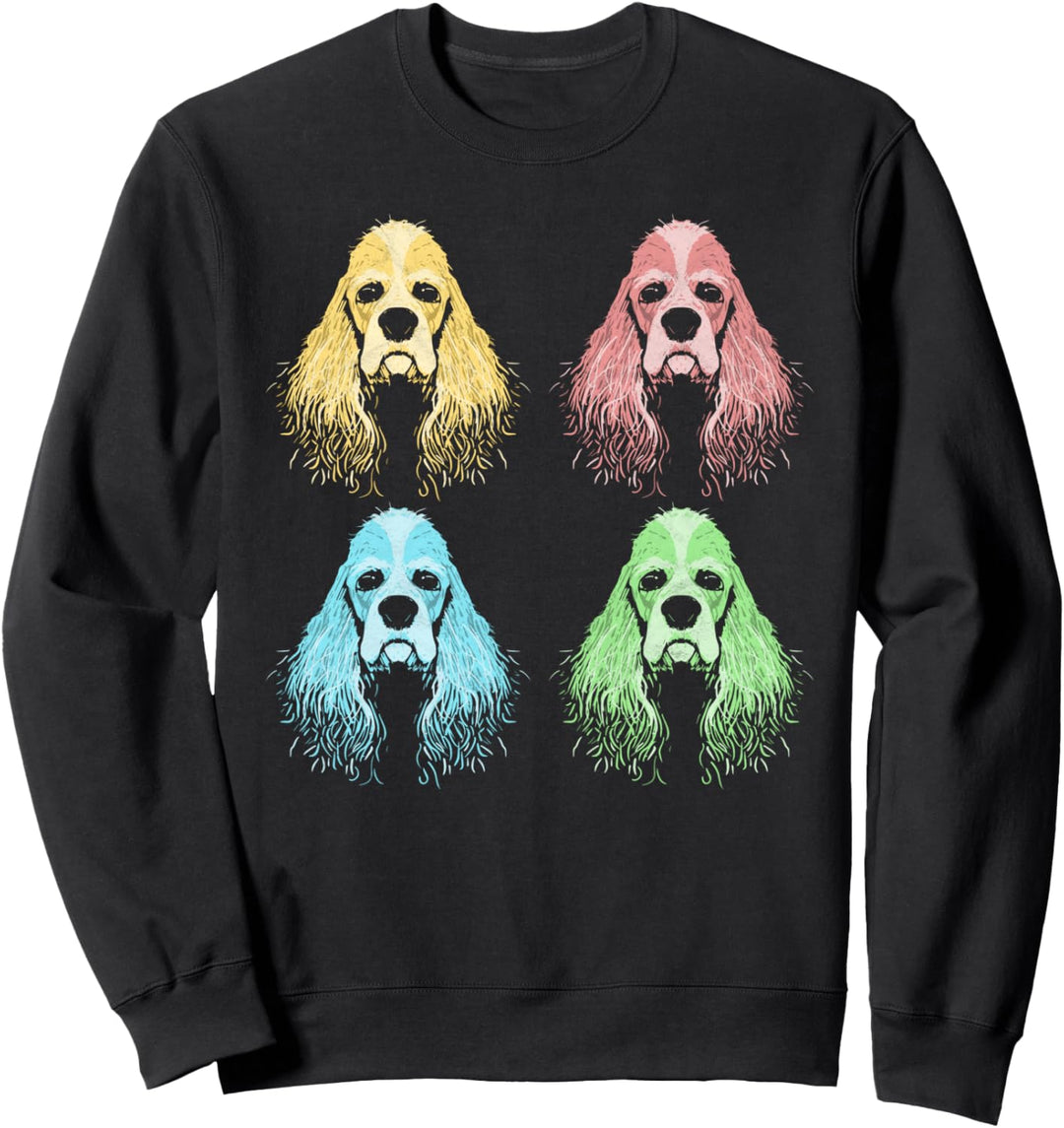 Funny Cute Cocker Spaniel 80's Pop Art Vintage Graphic Sweatshirt