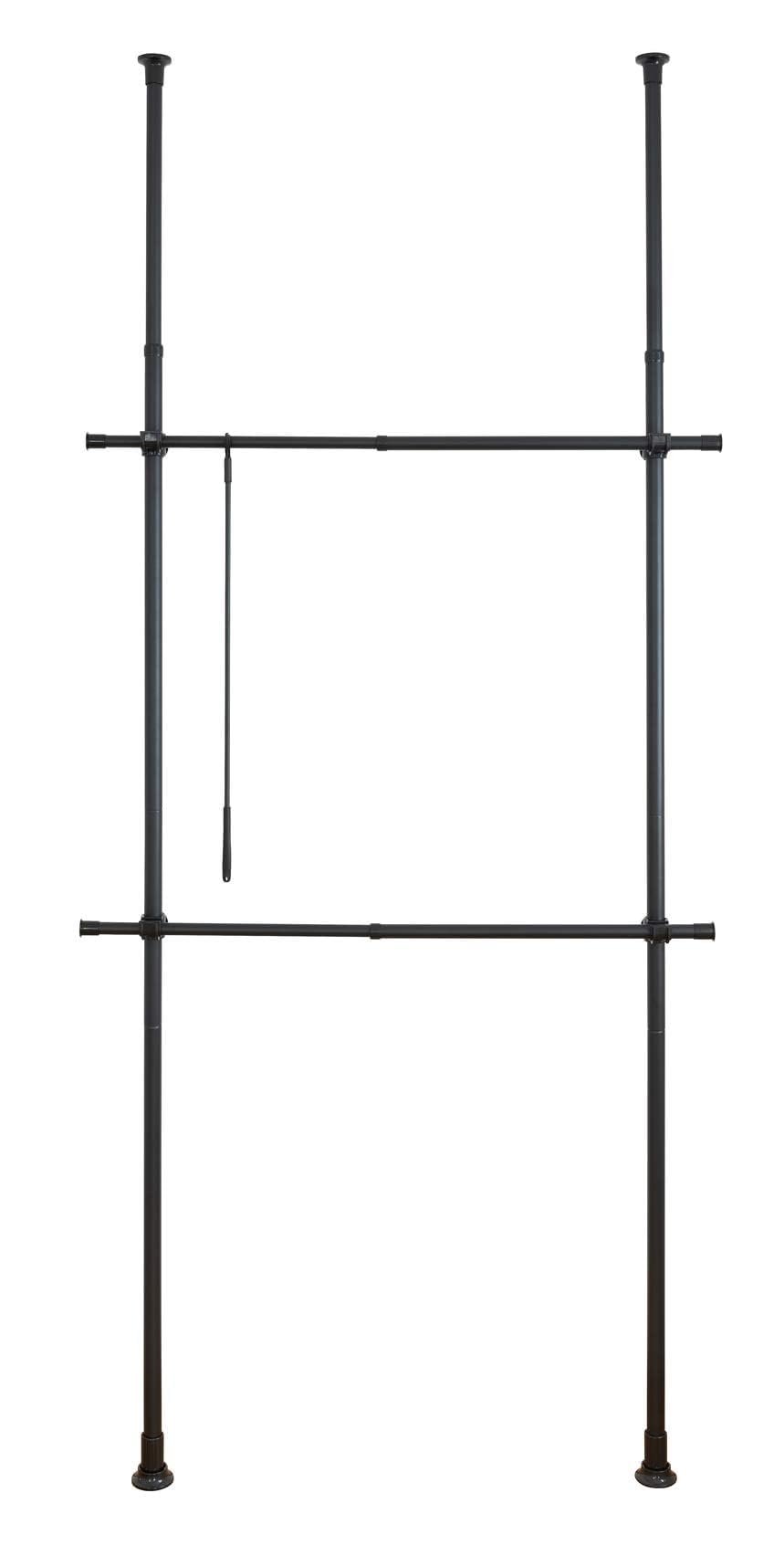 WENKO Teleskop-System Herkules Basic Schwarz matt, verstellbares Ordnungssystem, 2 Kleiderstangen, a