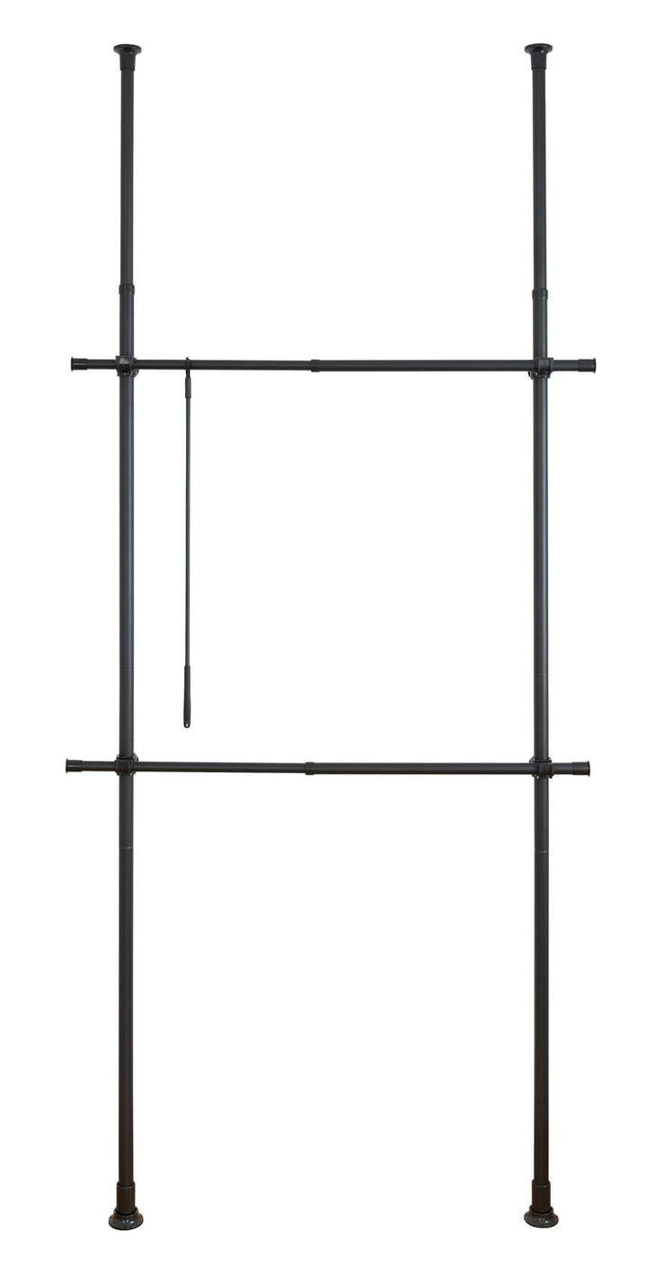WENKO Teleskop-System Herkules Basic Schwarz matt, verstellbares Ordnungssystem, 2 Kleiderstangen, a