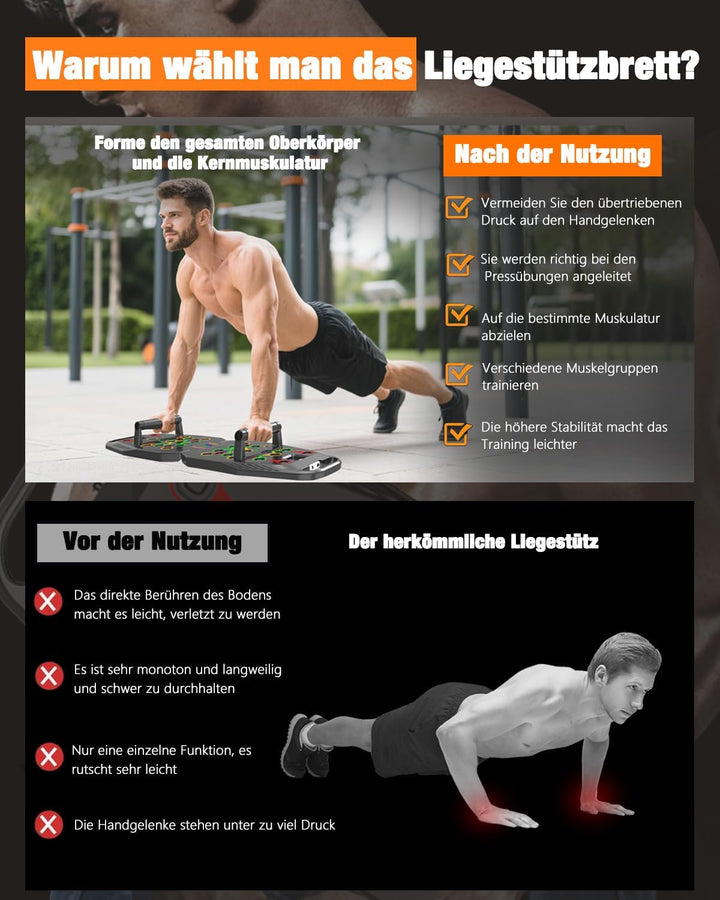 20 in 1 Liegestützbrett Schwarz,Foldable Multifunctional Home Training Fitness Equipment, Portable P