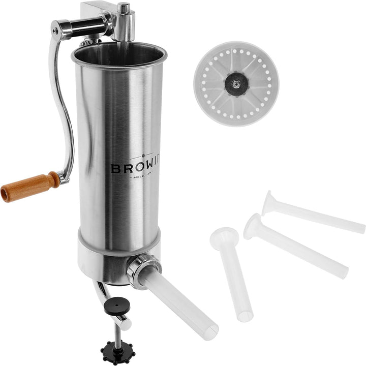 BROWIN® Manuell Wurstfüller aus Edelstahl 311002 | 3 kg vertikale Wurstmaschine | Wurstfüllmaschine