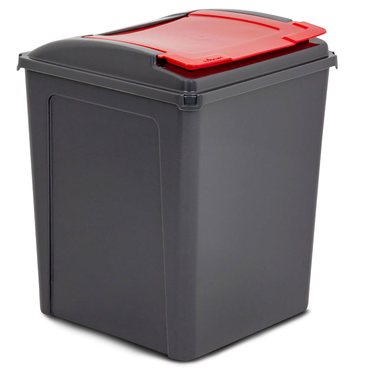 50 Liter Mülltonne Schwarz-Rot, Mülleimer Küche, Mülltrennsystem, Abfalleimer Küche, Mülleimer 50l,