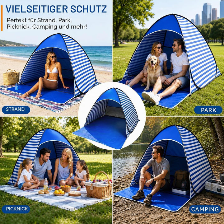 Pop Up Strandmuschel, Strandmuschel Pop Up Strandzelt, UV-Schutz 50+, geeignet für 2-3 Personen, ink