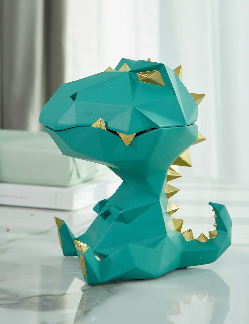 HAUCOZE Dinosaurier Keksdose Modern Arts Figur Tier Geschenk Dekor Polyresin Grün 18cm, Grün