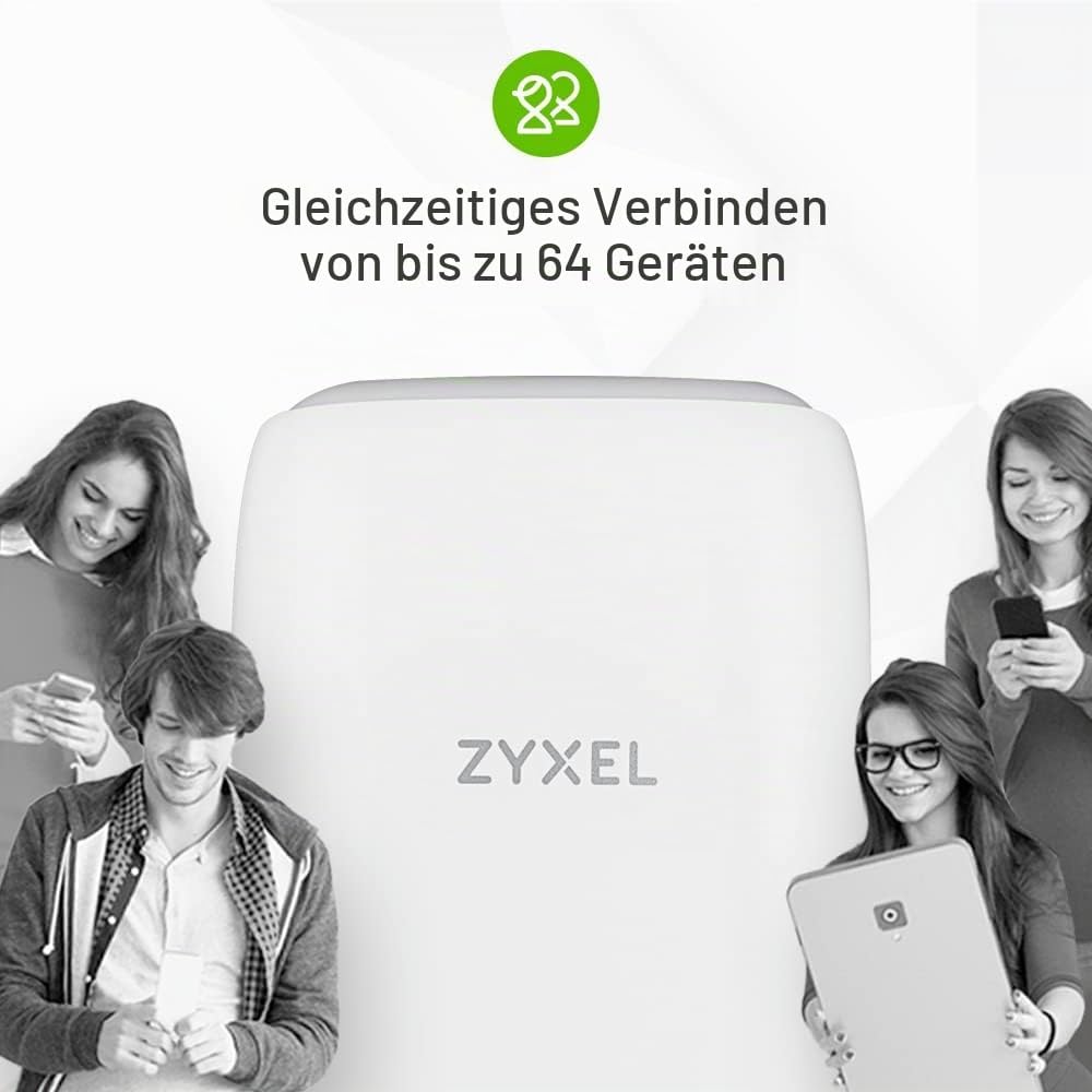 Zyxel 4G LTE-A Indoor WLAN-Router | Dual-Band WLAN-Sharing für 64 Geräte | Unterstützt VoIP/Volte |