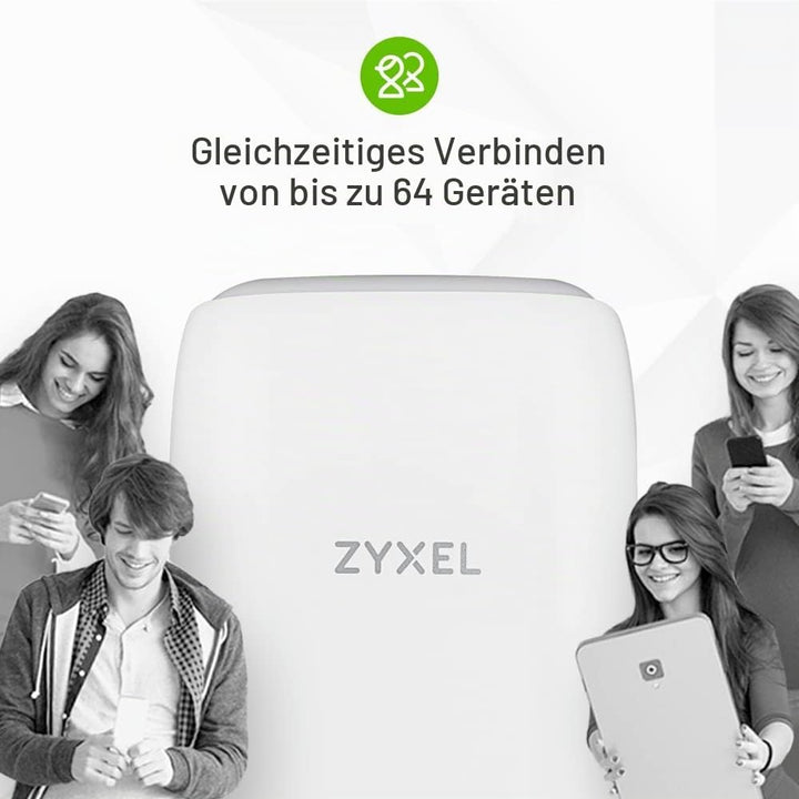 Zyxel 4G LTE-A Indoor WLAN-Router | Dual-Band WLAN-Sharing für 64 Geräte | Unterstützt VoIP/Volte |