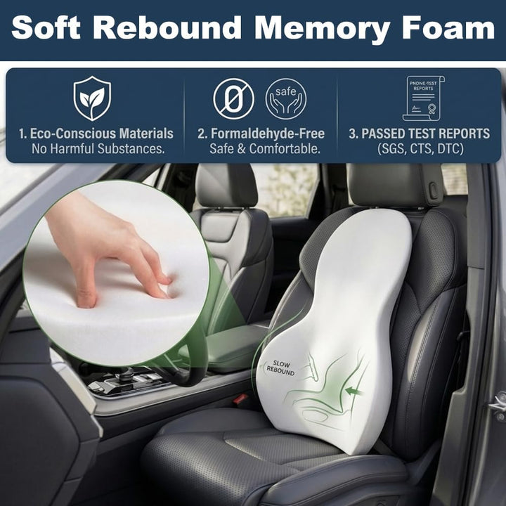 FOUNDCOOL Ergonomisches Lendenwirbelstützkissen, Rückenkissen aus Memory-Schaum für Autositze - Lend