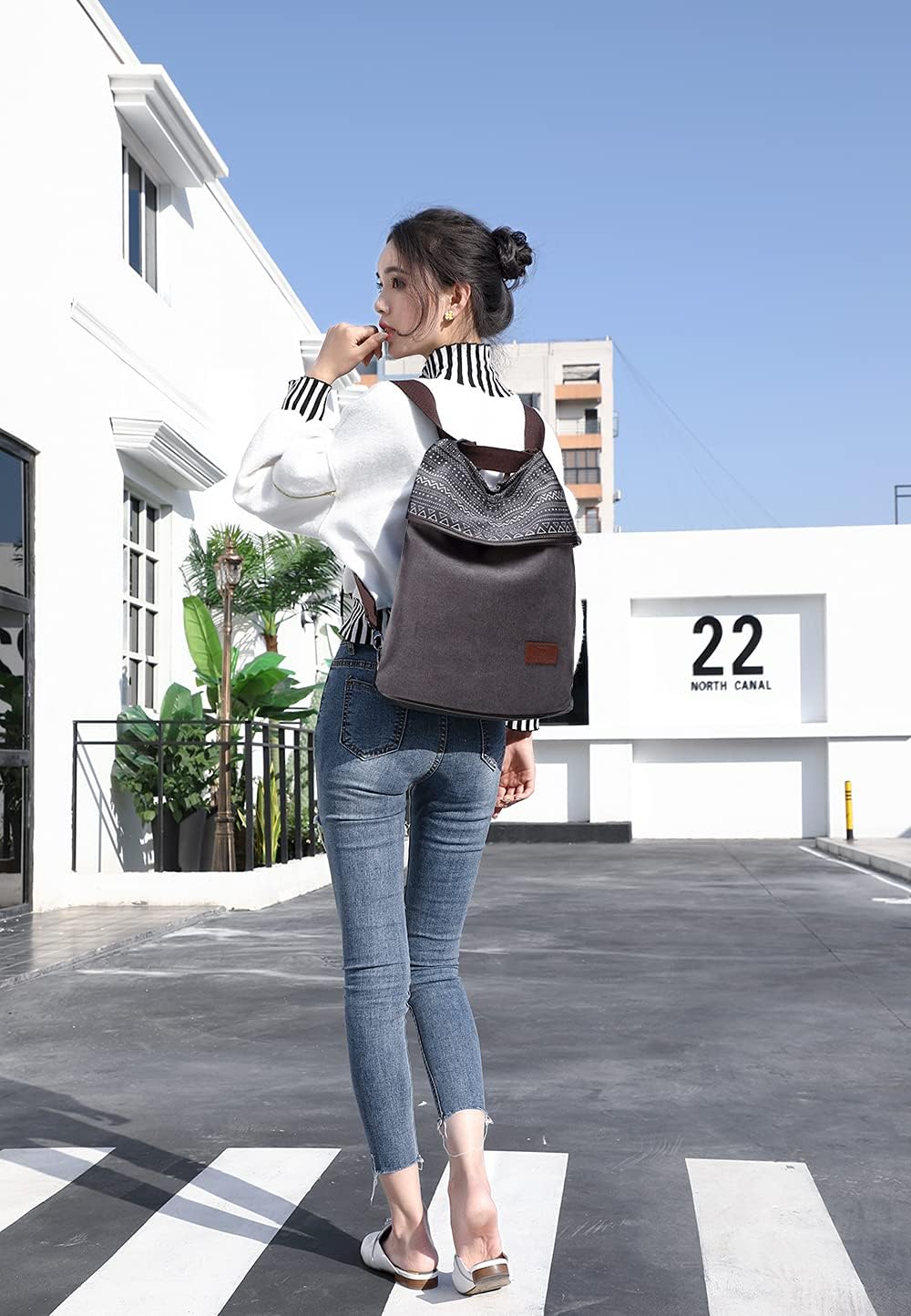 Travistar Damen Canvas Schultertasche Rucksack Gross Handtasche Vintage Damen umhängetasche Anti Die