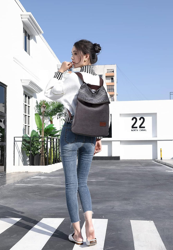 Travistar Damen Canvas Schultertasche Rucksack Gross Handtasche Vintage Damen umhängetasche Anti Die