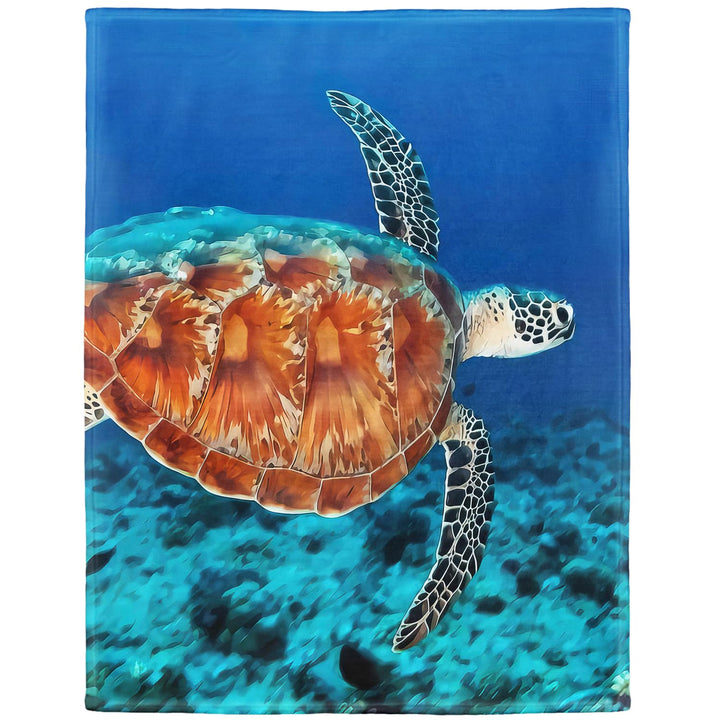 YISUMEI - 150 x 200 cm Decke - Wirkliche Schildkröte, die blaues Meer schwimmt Fleecedecke,Kaschmir-