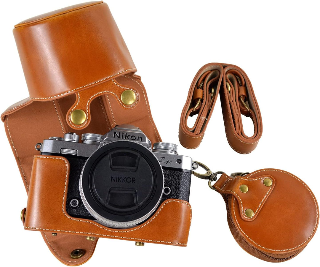 Z fc Zfc Kameratasche Rieibi PU Leder Tasche mit Gurt für Nikon Z fc 28mm f/2.8 SE, 16-50mm f/3.5-6.