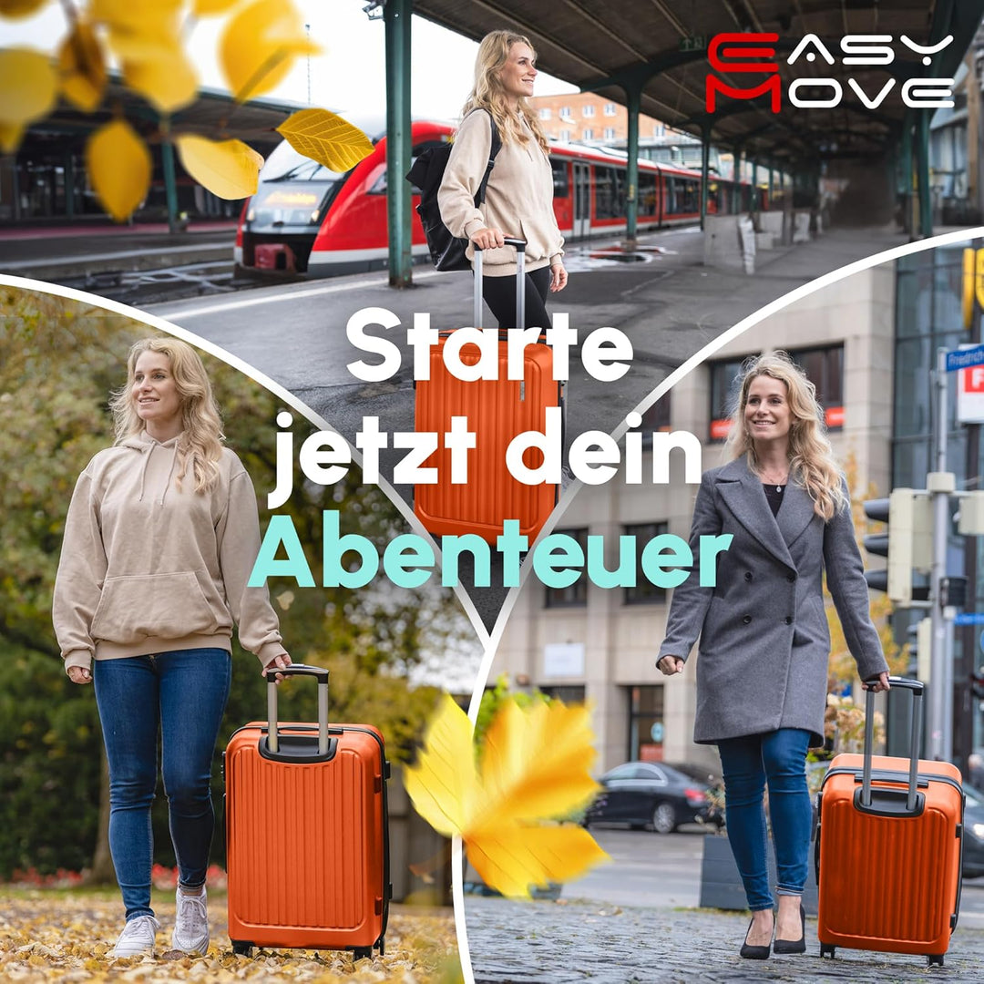 Easy Move ABS Hartschalenkoffer [ERGONOMISCH & SICHER] - Grosser Trolley Koffer mit 360° Rädern, Zah