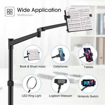 Smatree Notenständer iPad Floor Stand, iPad Mini 6 8,3 Zoll Mount Holder 360 Grad Drehbar Höhenverst