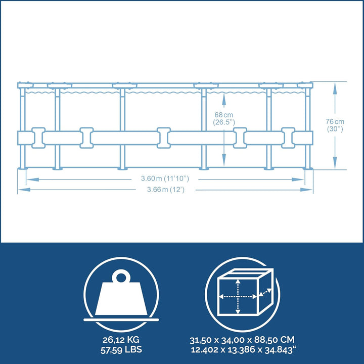 Bestway Steel Pro Max™ Frame Pool-Set, rund, mit Filterpumpe 366 x 76 cm, 366 x 76 cm