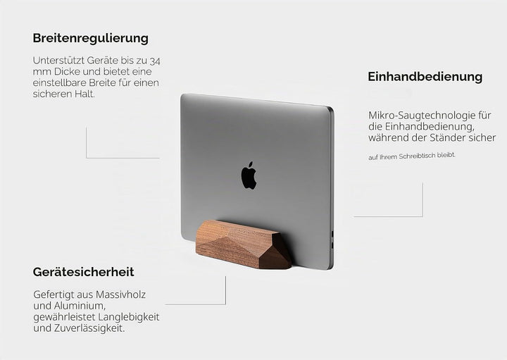 Oakywood Vertikaler Laptop Ständer - Verstellbares Schreibtisch-Dock aus Holz - Kompatibel mit MacBo