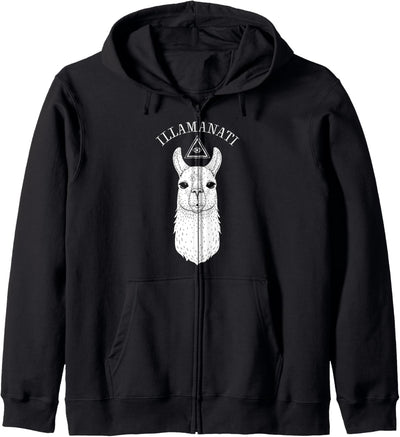 Illamanati - Lama Alpaka Mit Dreieck und Auge - Illuminati Kapuzenjacke