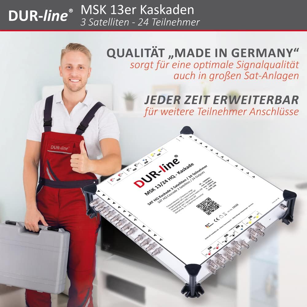 DUR-line MSK 13/24 HQ Multischalter-Kaskade - Für 3 Satelliten und 24 Teilnehmern/TV (erweiterbar) -