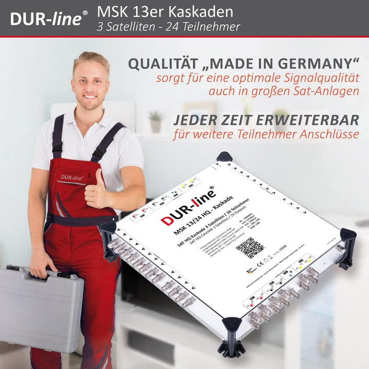 DUR-line MSK 13/24 HQ Multischalter-Kaskade - Für 3 Satelliten und 24 Teilnehmern/TV (erweiterbar) -