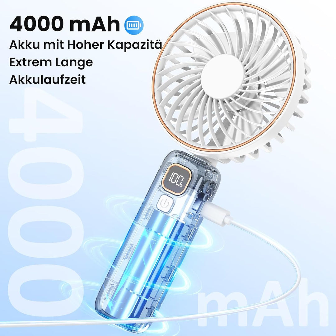 Handventilator, Mini Ventilator Tragbarer mit LCD Display &amp; 6 Stufen,Leiser USB Ventilator mit 4000m