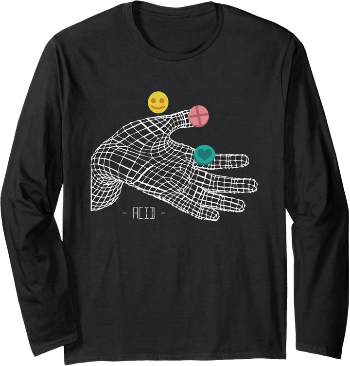 Techno Rave – geometrische Hand – Säure Langarmshirt