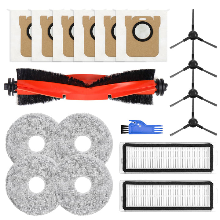 Zubehör Ersatz Kompatibel für Xiaomi X20 Pro, X20 Max Saugroboter | 1 Hauptbürste, 2 Filter, 4 Seite