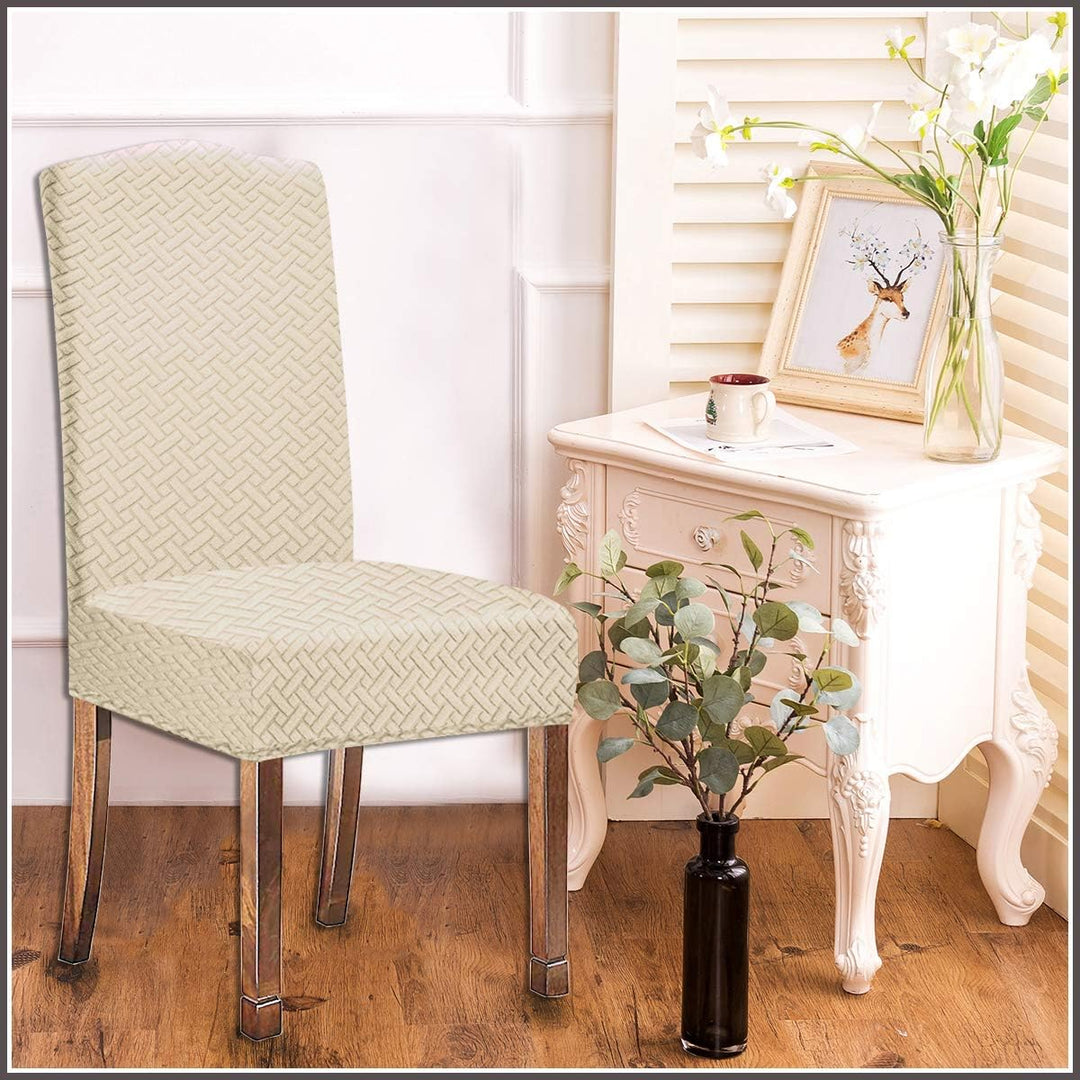 KELUINA Stretch wasserdichte Jacquard mit langem Gitter Esszimmer Stuhlhussen Home Decor, Stuhlhusse