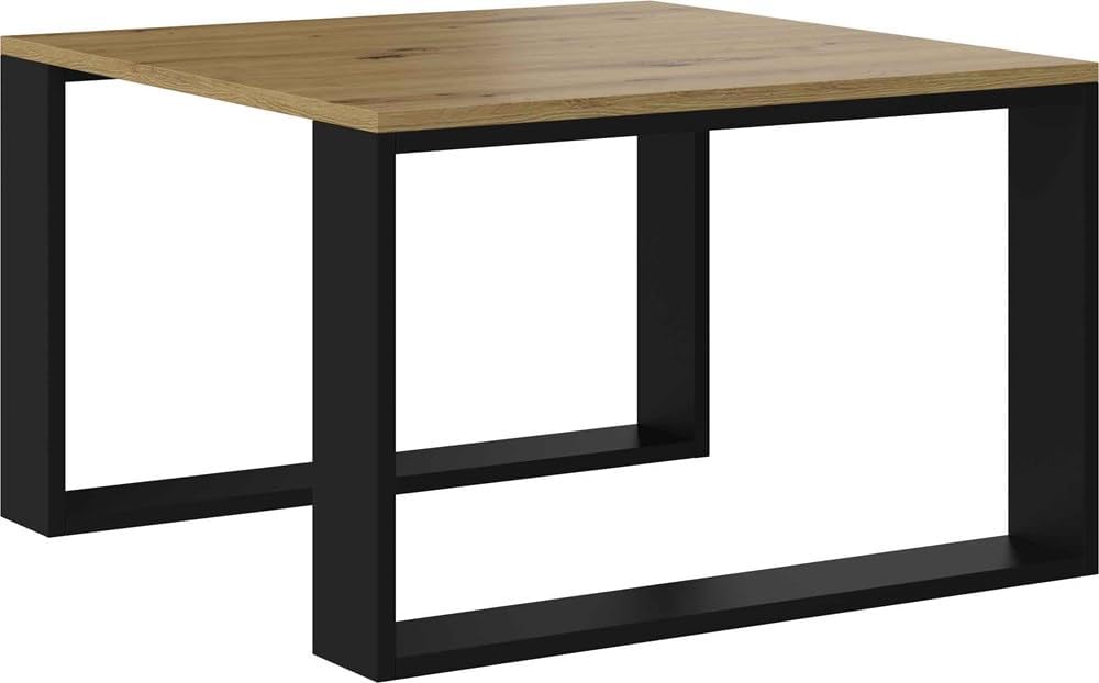 VBChome Kaffeetisch 67 x 67 x 40 cm Eiche Artisan - Schwarz Couchtisch Wohnzimmertisch Teetisch Beis
