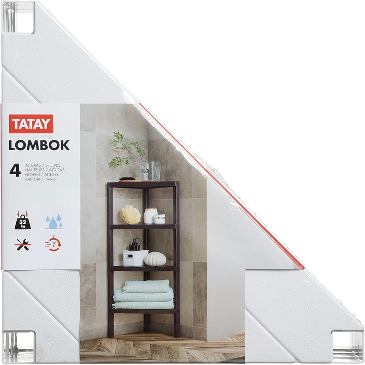 TATAY Eckablage Lombok, 4 Höhen, Polypropylen, BPA frei, Holz-Effekt, Anti-Rutsch-Stossstangen, Max
