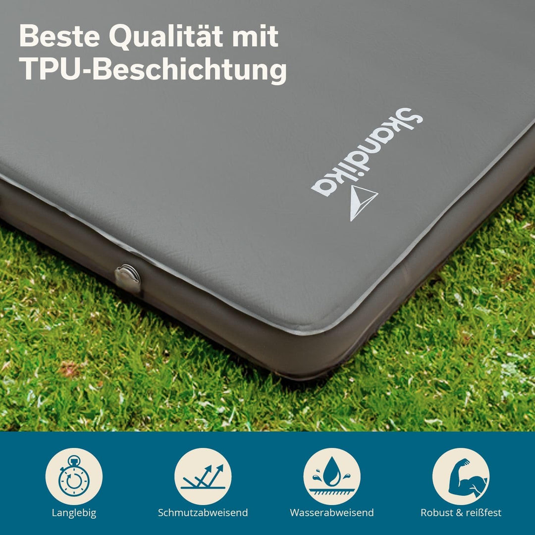 Skandika Premium Easy Isomatte Single 3D | 10 cm dick, selbstaufblasend, leicht, faltbar, selbstfüll