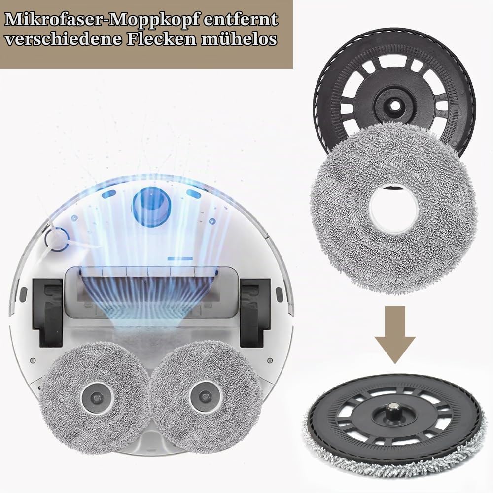 2 Mopptücher mit 2 Ersatzhalterung Wischplatten für Dreame L10S Pro Ultra Heat/L10S Ultra Gen 2/L20