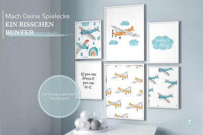 Papierschmiede® Bilder Kinderzimmer Kids Mood Poster Set Flugzeuge, Kinderzimmer Bilder Babyzimmer D