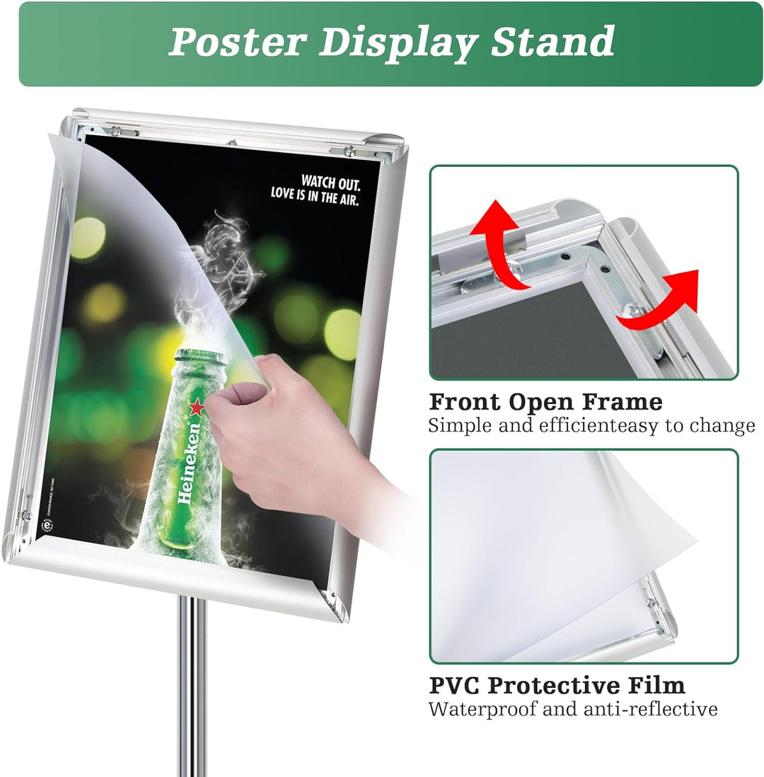Mutualsign Infoständer A4 Aluminium Plakatständer Höhenverstellbar Posterständer Informationsständer