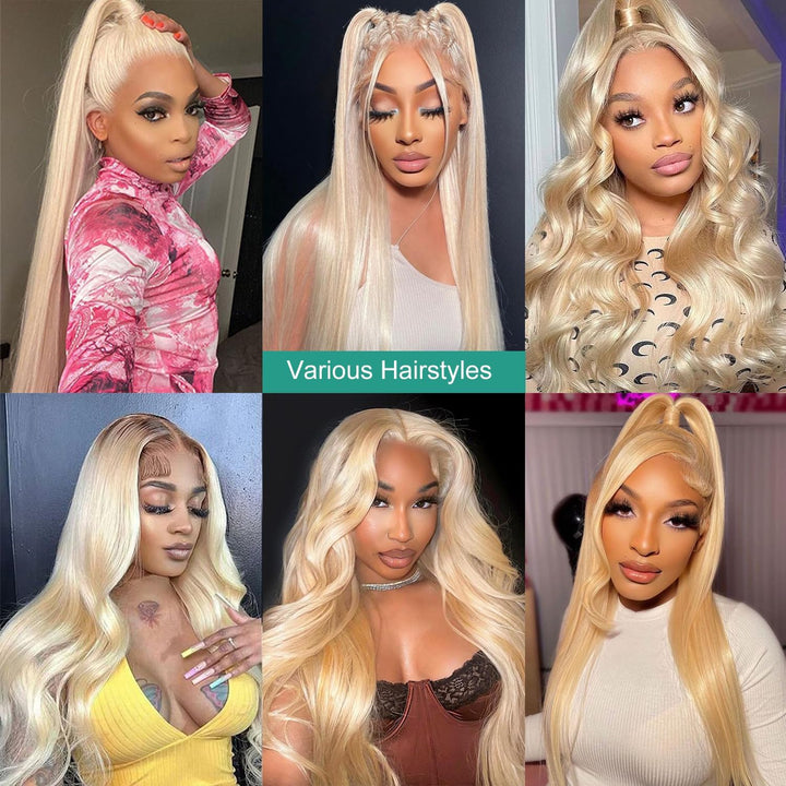Echthaar Perücke Frauen 613 Wig Human Hair 22 Inch Blonde Lace Front Wig Human Hair Glatt Perücke fü
