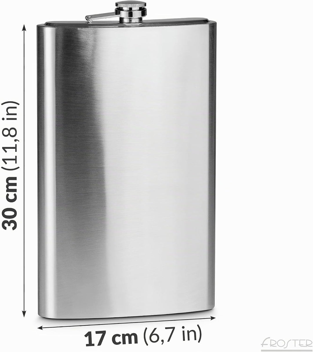 Froster Riesiger Flachmann Deluxe in Extreme Case, Grosser Flachmann aus Edelstahl XXL, Geschenk für