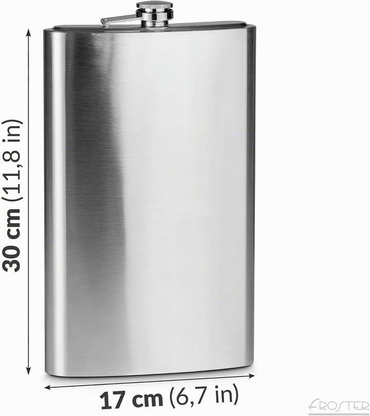 Froster Riesiger Flachmann Deluxe in Extreme Case, Grosser Flachmann aus Edelstahl XXL, Geschenk für