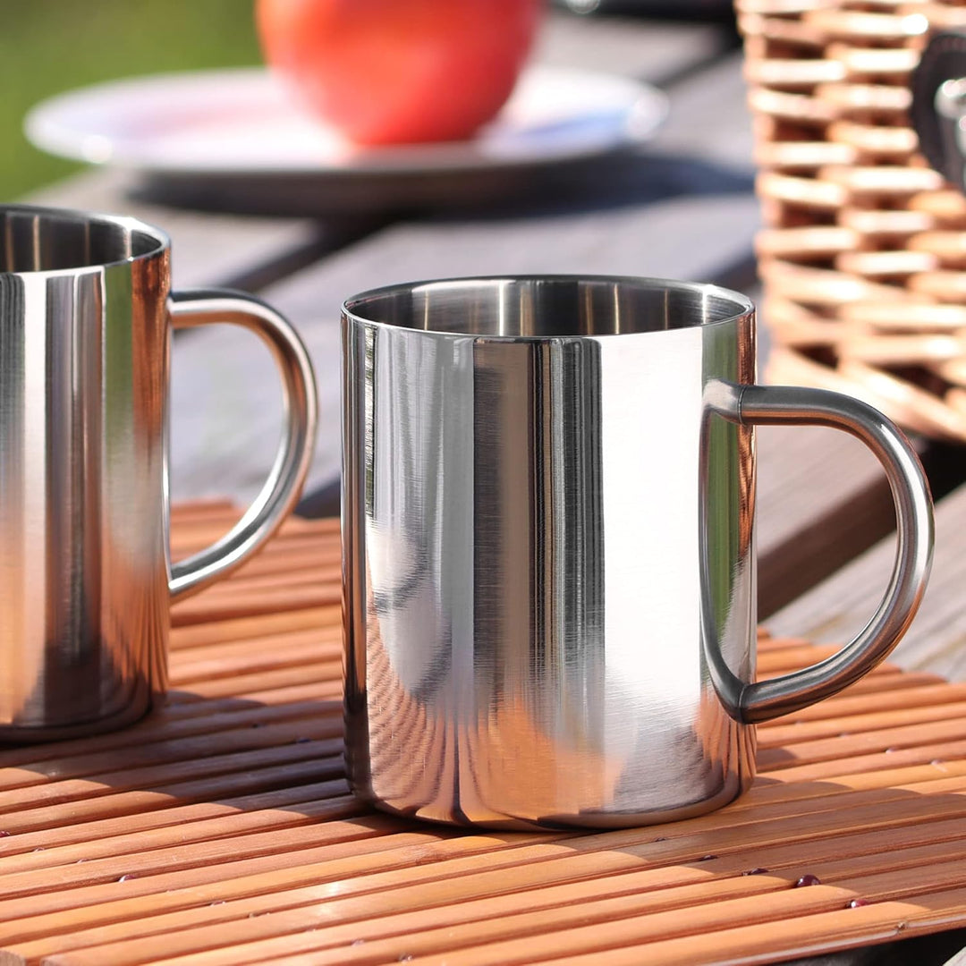 com-four® 2x Edelstahl Thermobecher - 400 ml je Becher - Isolierbecher doppelwandig - Kaffeetasse br