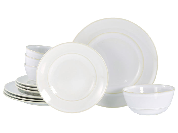 CreaTable, 23670, Serie ANTIQUE offwhite, Geschirrset, Teller Set 12 teilig Tafelservice 12 tlg, Taf