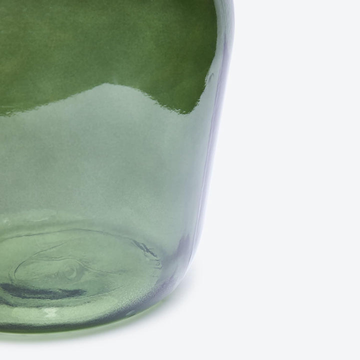 Handgefertigte Damajuana Glaskaraffe 4L Glatt olivgrün - Glasflasche oder Karaffe im mediterranen St